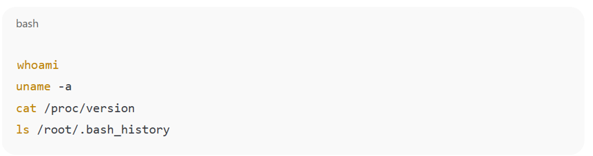 Example of command patterns that suggest sandbox testing or honeypot detection
