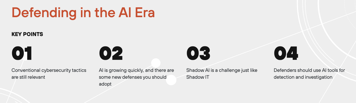 An infographic titled Defending in the AI Era