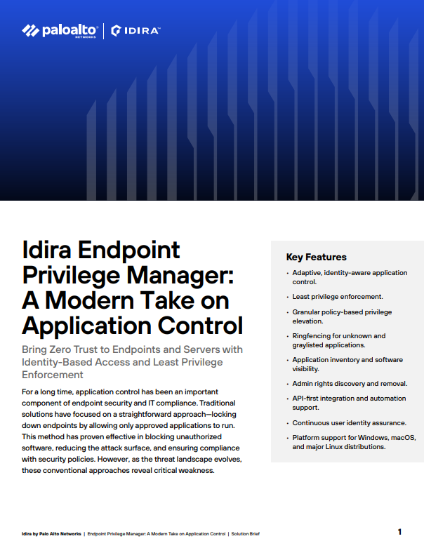 Solution Brief: Idira Endpoint Privilege Manager - a Modern Take on Application Control