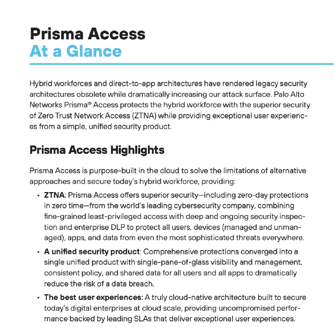 Prisma Access at a Glance