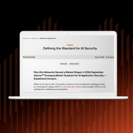 Palo Alto Networks Named a Market Shaper in 2026 September Gartner® Emerging Market Quadrant for AI Application Security — Established Vendors.